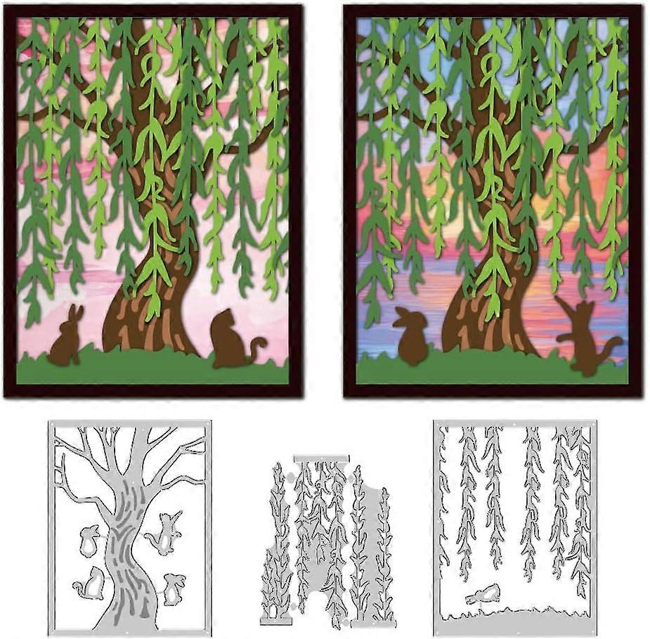 Tree Carbon Steel Cutting Dies Stencils for DIY Scrapbooking Photo Album Decorative Embossing Paper Card 101~125x79~95x0.8mm 3pc/set