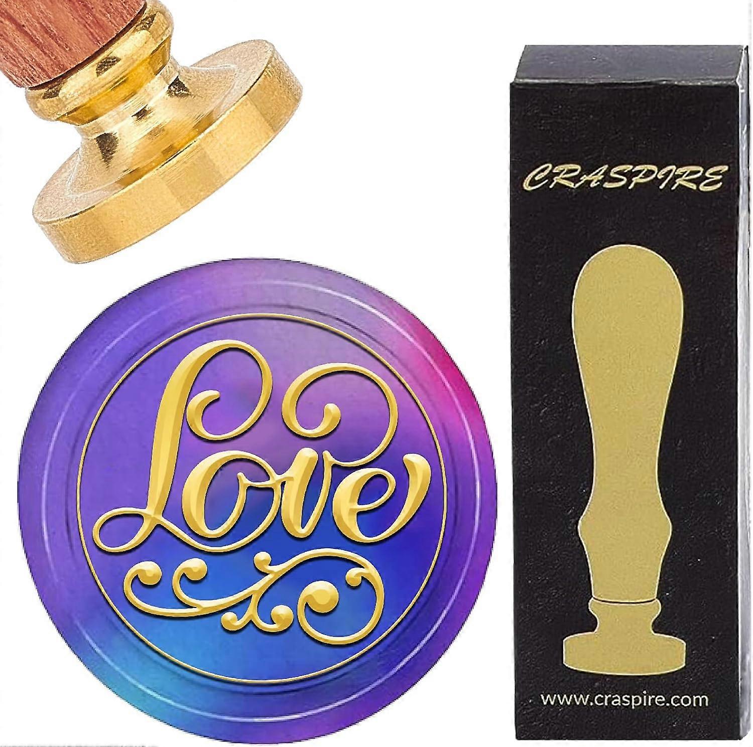 Wax Seal Stamp Set Golden Tone Sealing Wax Stamp Solid Brass Head with Retro Wood Handle for Envelopes Invitations Gift Card Word 83x22mm Stamps: 30x1
