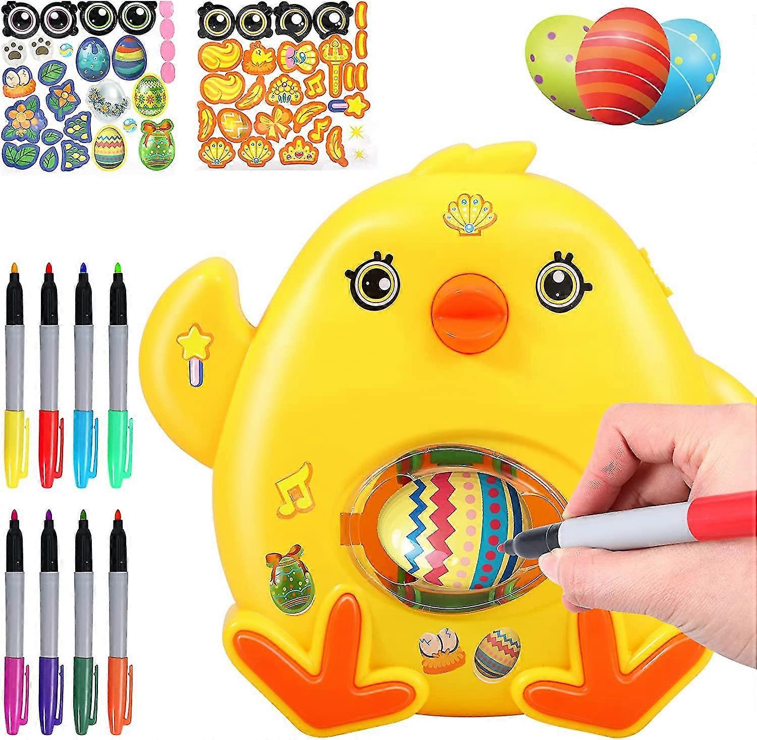 Easter Egg Machine, Easter Egg Decorator Kit, Diy Easter Egg Decorating Machine With Spinner, Egg Painting Dyeing Colouring Machine Toy With 8 Drying 