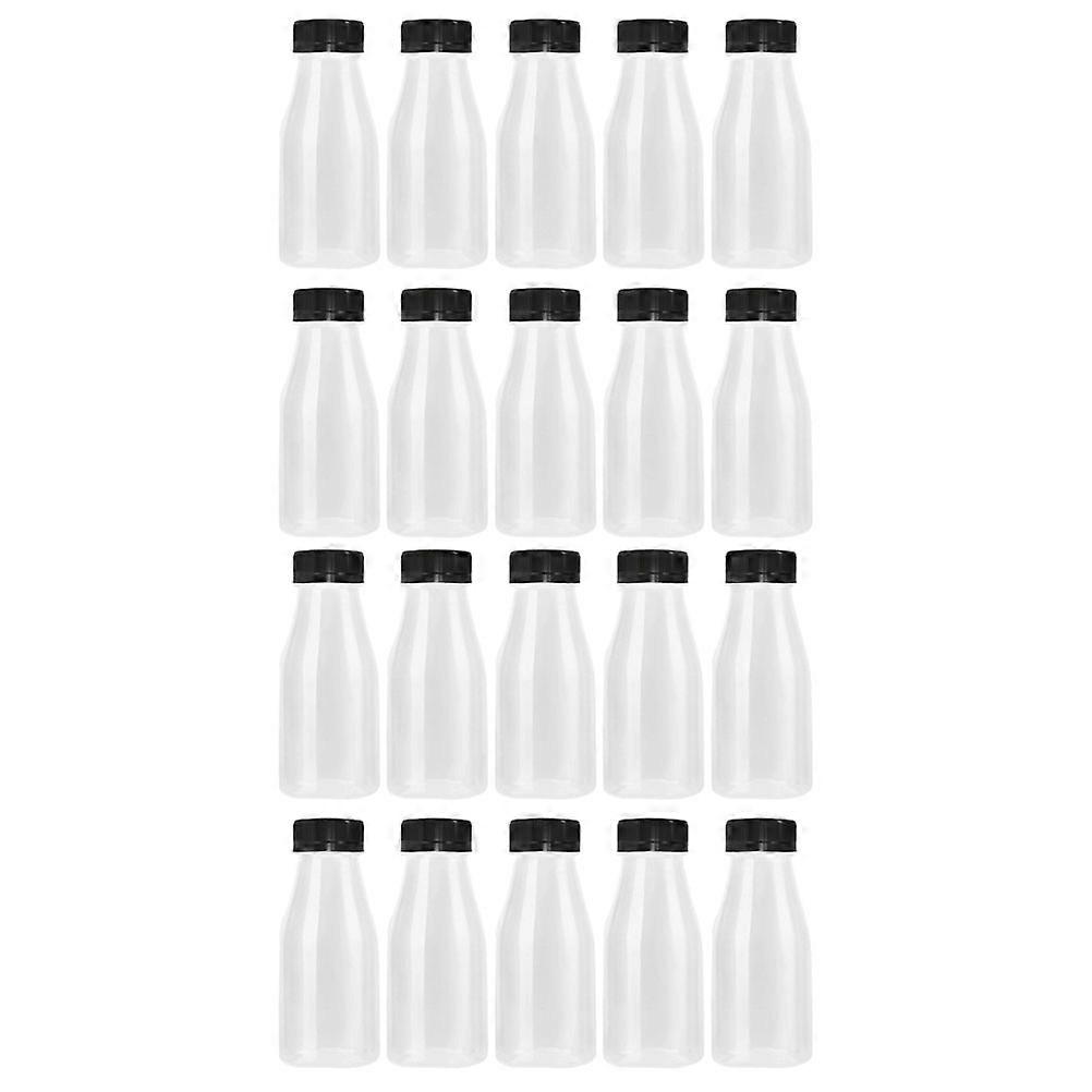 20pcs Milk Bottles with Lids Transparent Yogurt Bottles Multipurpose Beverage Bottles