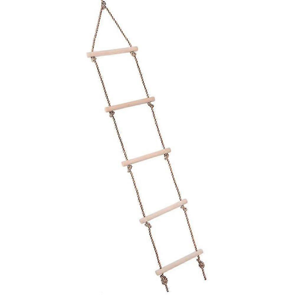 Escada de corda infantil com degraus de madeira ideal para quadro de escalada