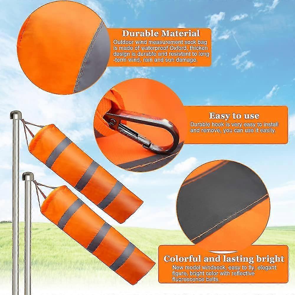 2 Pcs Windsock,weatherproof Fluorescent Windsock Orange Wind Sock Bag