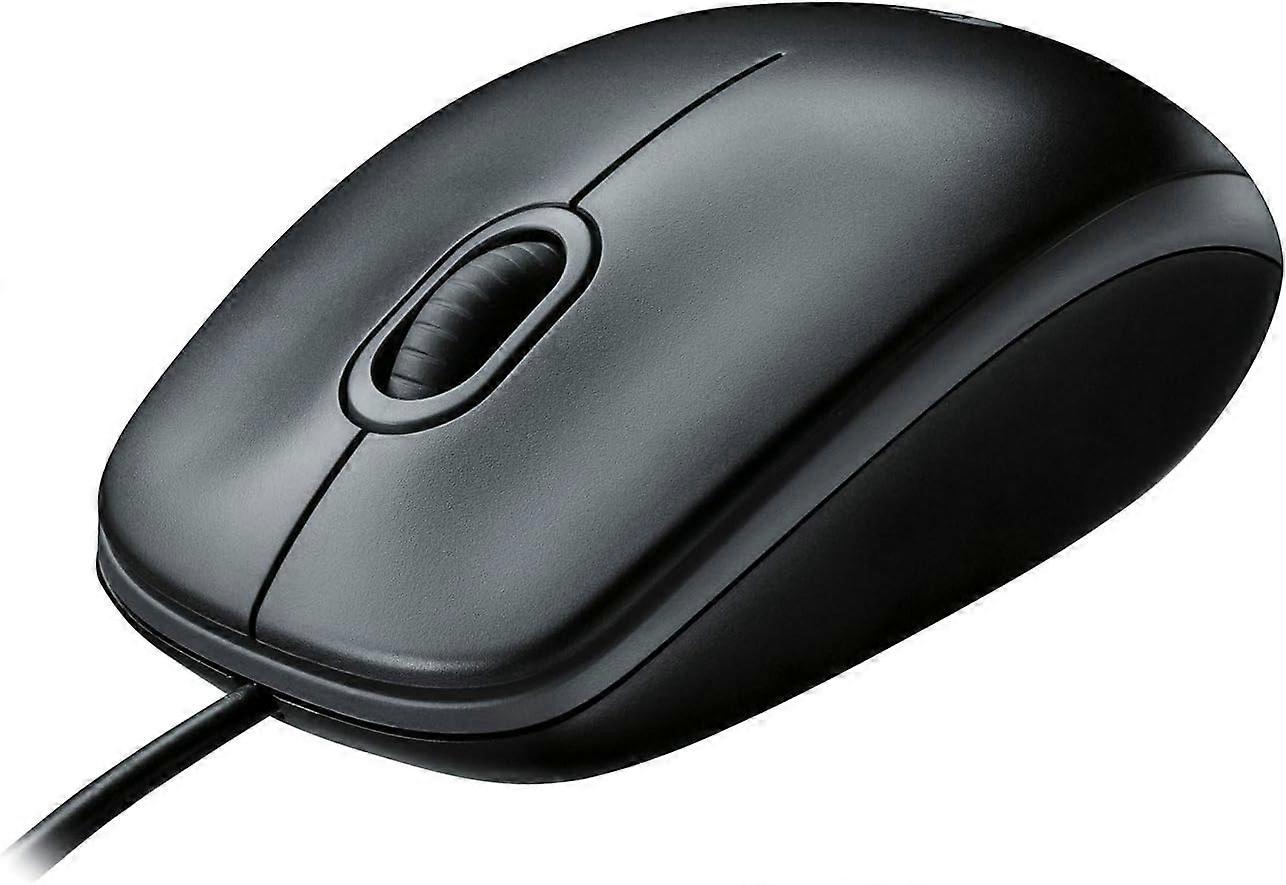 B100 Wired USB Mouse, 3-Buttons, Optical Tracking, Ambidextrous PC / Mac / Laptop - Black
