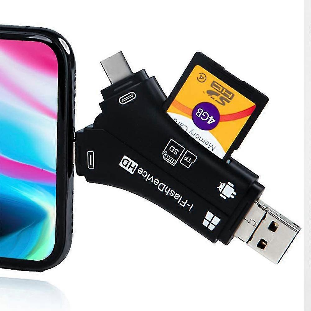 4 I 1 Ekstern Kortleser Usb Micro Sd &Tf Kortleser Adapter For Iphone / Ipad Mac / Android / Windows Pc