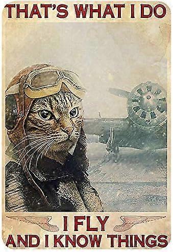 القصدير تسجيل مضحك القط الطيار مناسبة لمقهى البيت جدار الديكور الألومنيوم المعادن تسجيل 8x12 بوصة