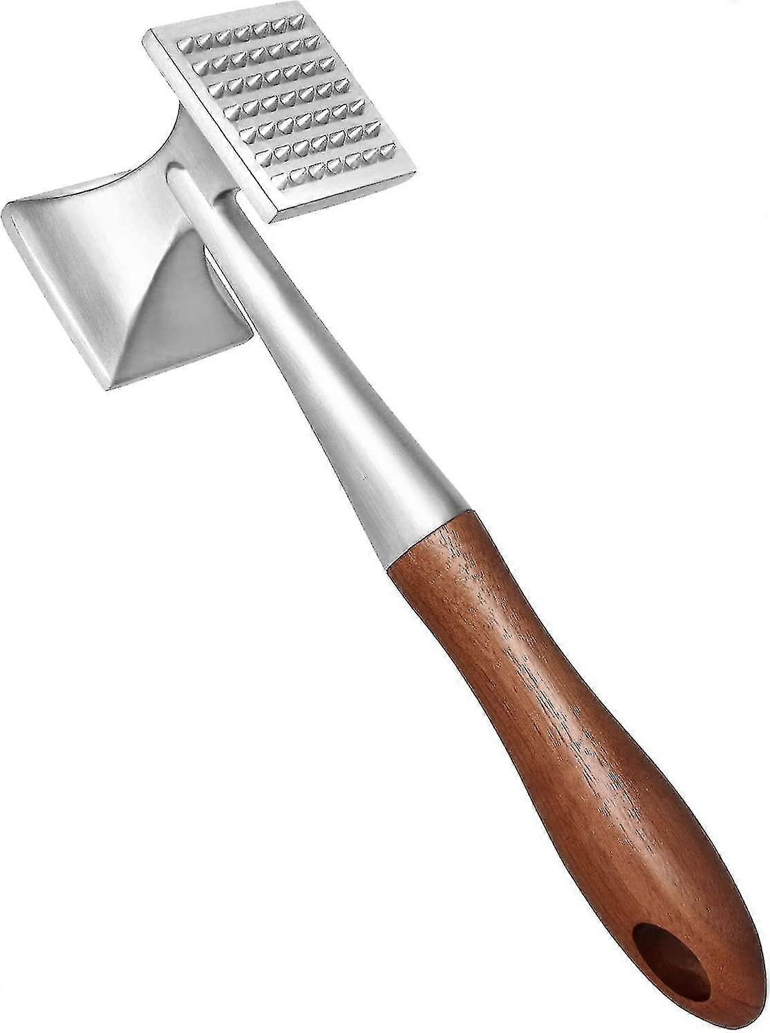 Zk- Meat Hammer, Heavy Duty Meat Tenderizer, Steak Hammer With Wooden Handle And Food Grade Zinc Alloy, 2 In 1 Kitchen Hammer, 26 Cm