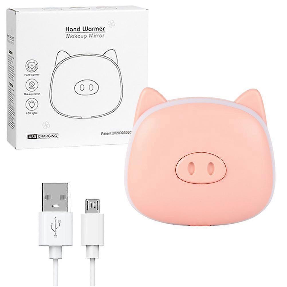 جهاز تسخين اليد القابل لإعادة الشحن 1000 مللي أمبير معكرون الكرتون USB مرآة مكياج اليد الأكثر دفئا مع هدايا الشتاء الخفيفة LED