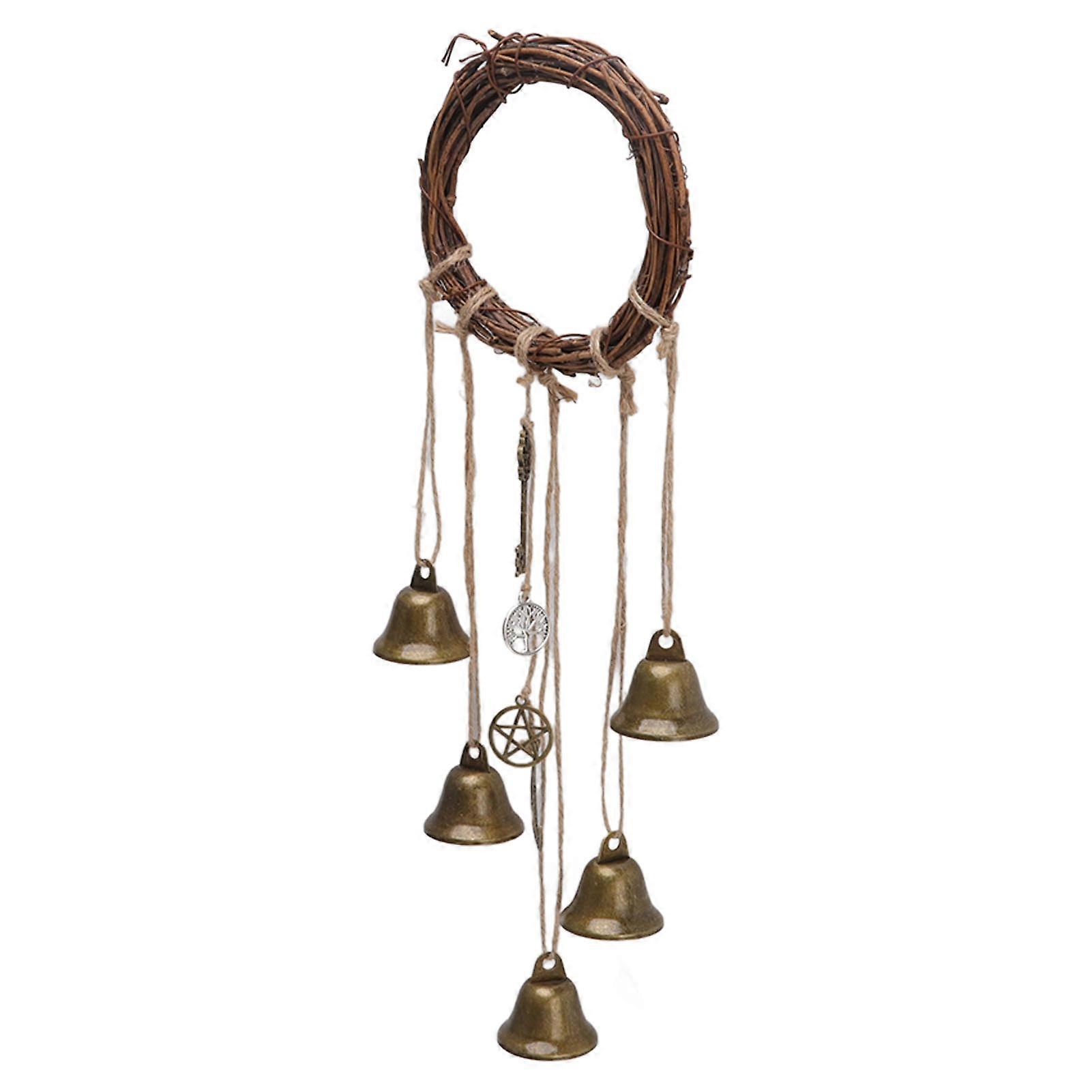 Hanging Witch Bell Handmade Decorative Witch Wind Chime with Meaningful Patterns for Door Handle