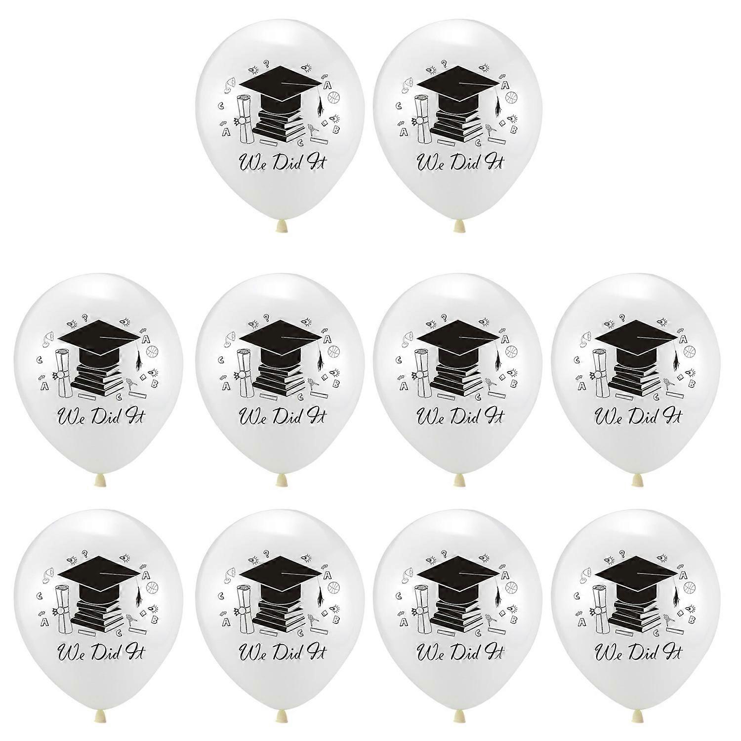 10Pcs 12-inch Leak-proof Graduation Balloons We Did It Letter Print Confetti Latex Balloons Party