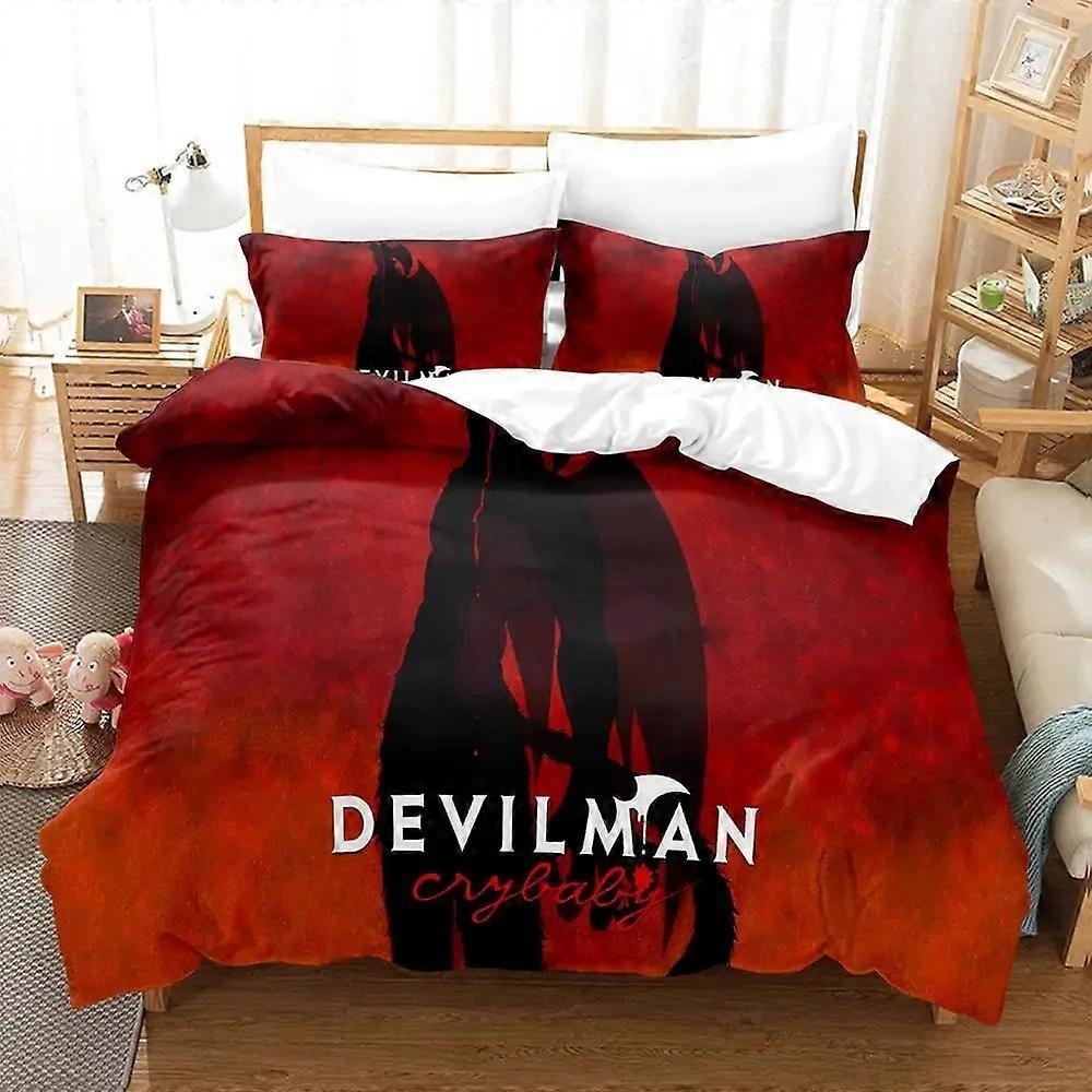 a2989 Lakan Anime Devilman Crybaby Sängkläder Set Påslakan Påslakan Örngott Täcke Täcke Pojkar Sängkläder för vuxna 3-delat sängkläder (