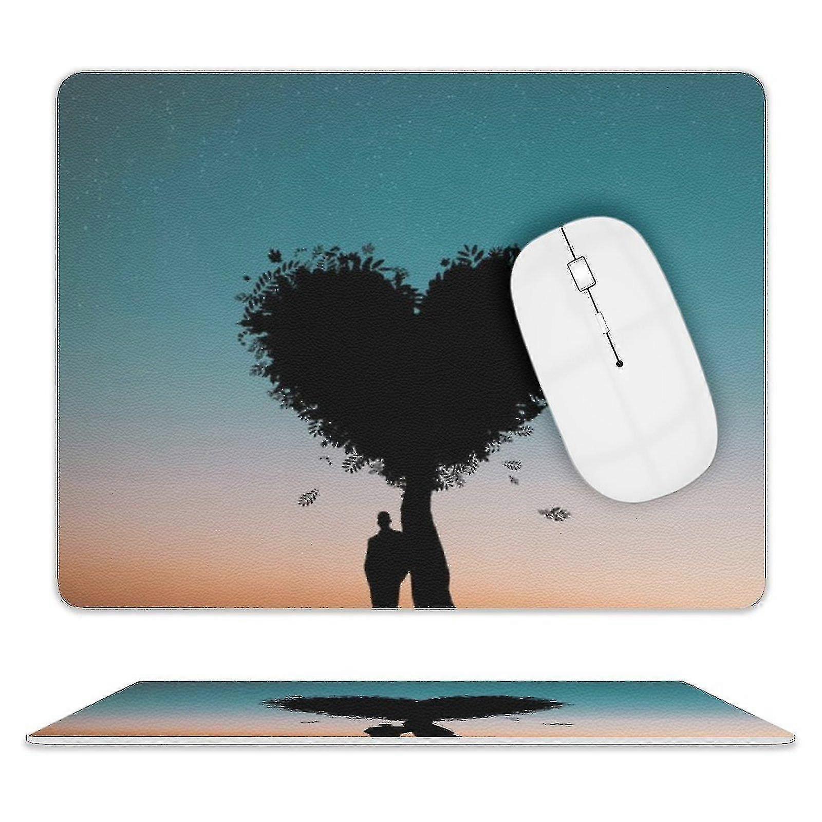 Heart Shape Tree And Man Print Mouse Pad