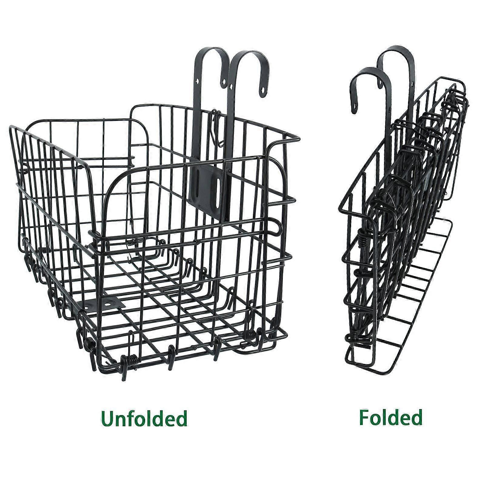 Wire Mesh Fold-Up Detchable Front Bag Rear Hanging Bike Basket, for Mountain Bikes Folding Bikes