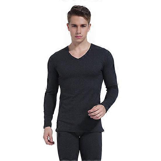 2 kpl/setti Winter Men lämpöalusvaatesetti V kaula-aukko Muhkea vuori saumaton pitkähihainen