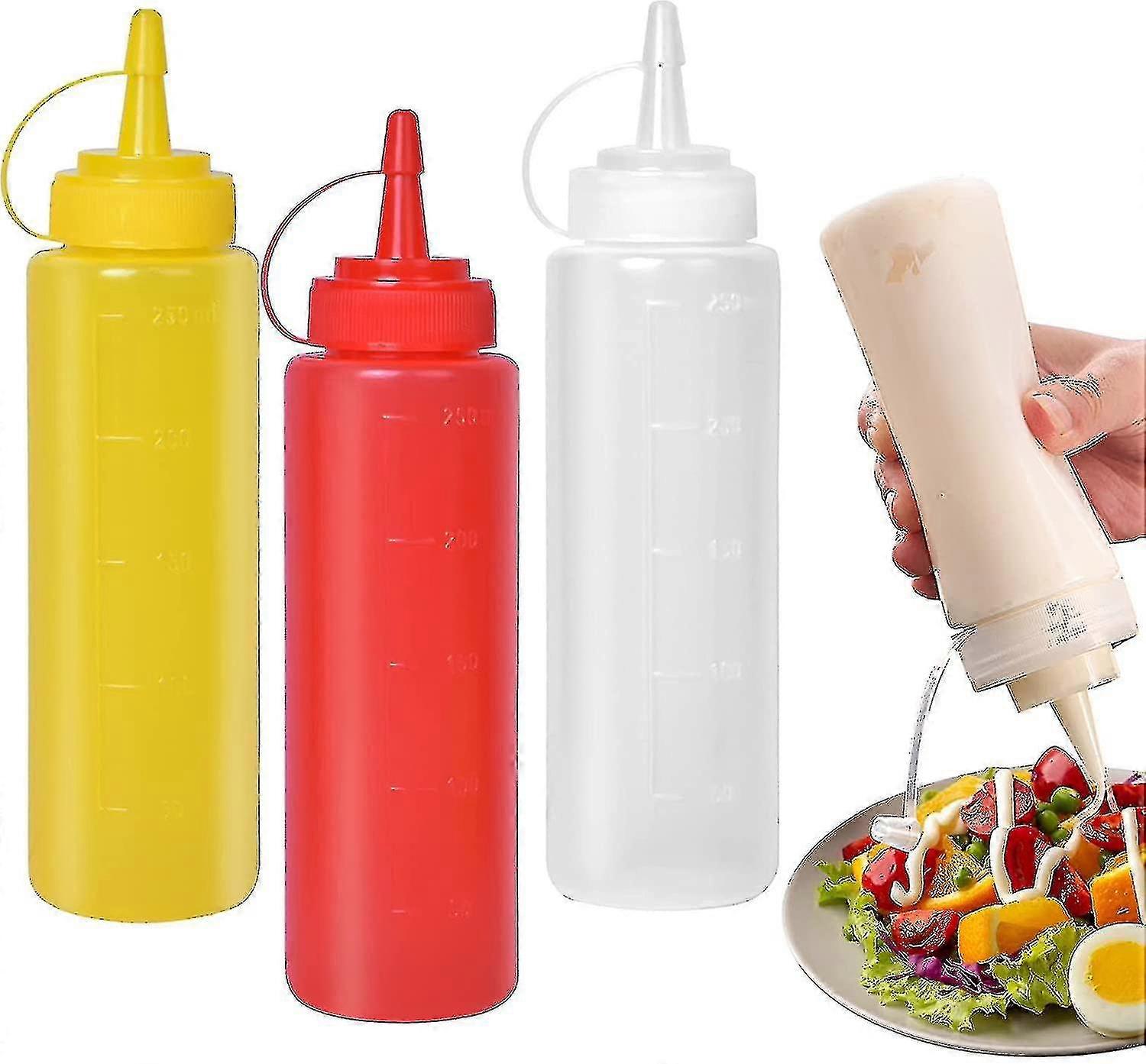 3 Pcs Condiment Bottle, Sauce Bottle, 8 Oz Squeeze Bottles, Soft Plastic Bottle
