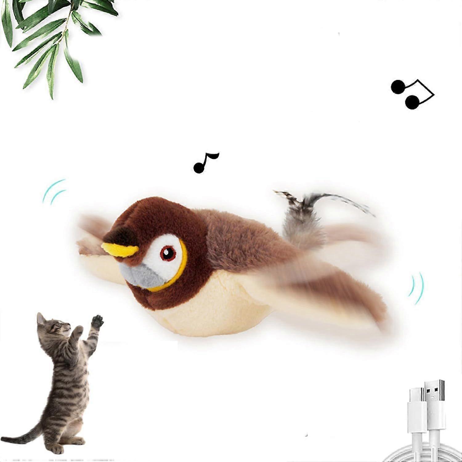 Flying Bird Cat Toy, Interactive Chirping Bird Cat Toy Flapping Wings, Flapping Bird Cat Toy