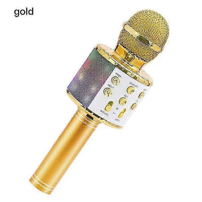 Wireless Microphone with Dancing LED Lights for Kids (Gold)