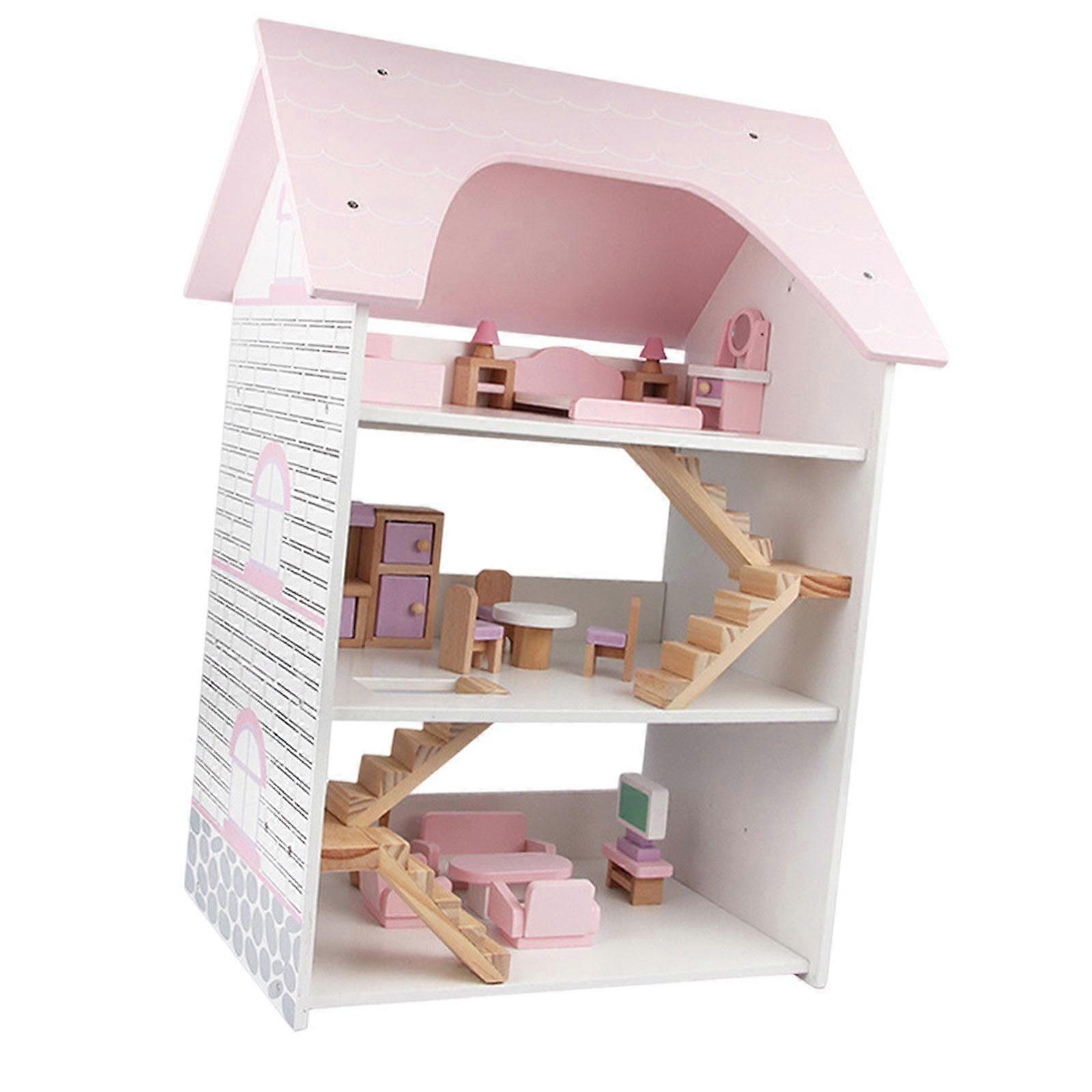 木製ドールハウスロールプレイおもちゃのふりをする子供のための女の子3歳以上
