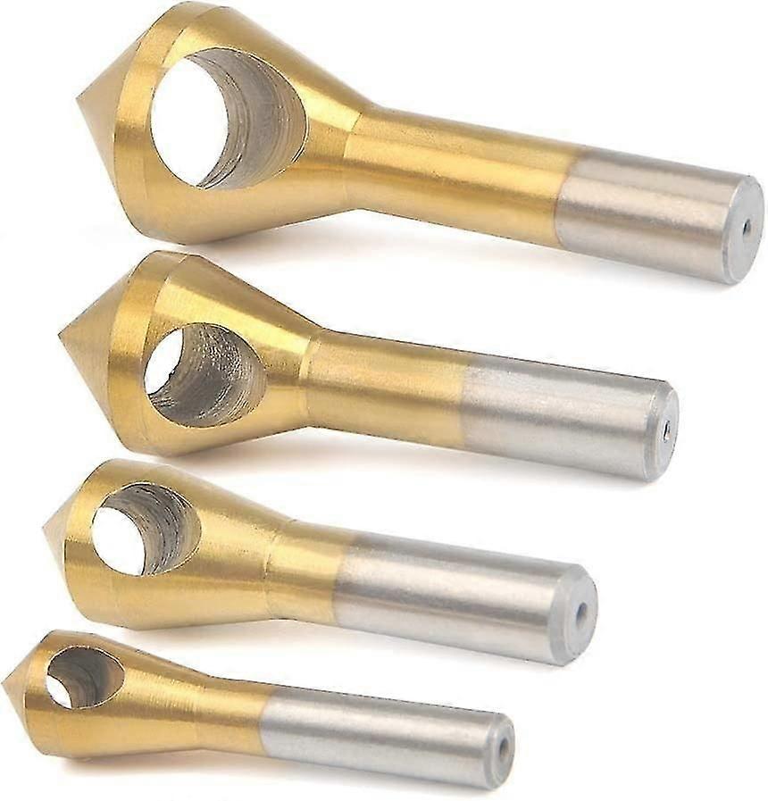 4 Pieces Countersink Deburring Countersink Hss Countersink Set, 90 Titanium Coated Countersink Deburring Drill Set For Metal, Wood, Plastic, Aluminum,