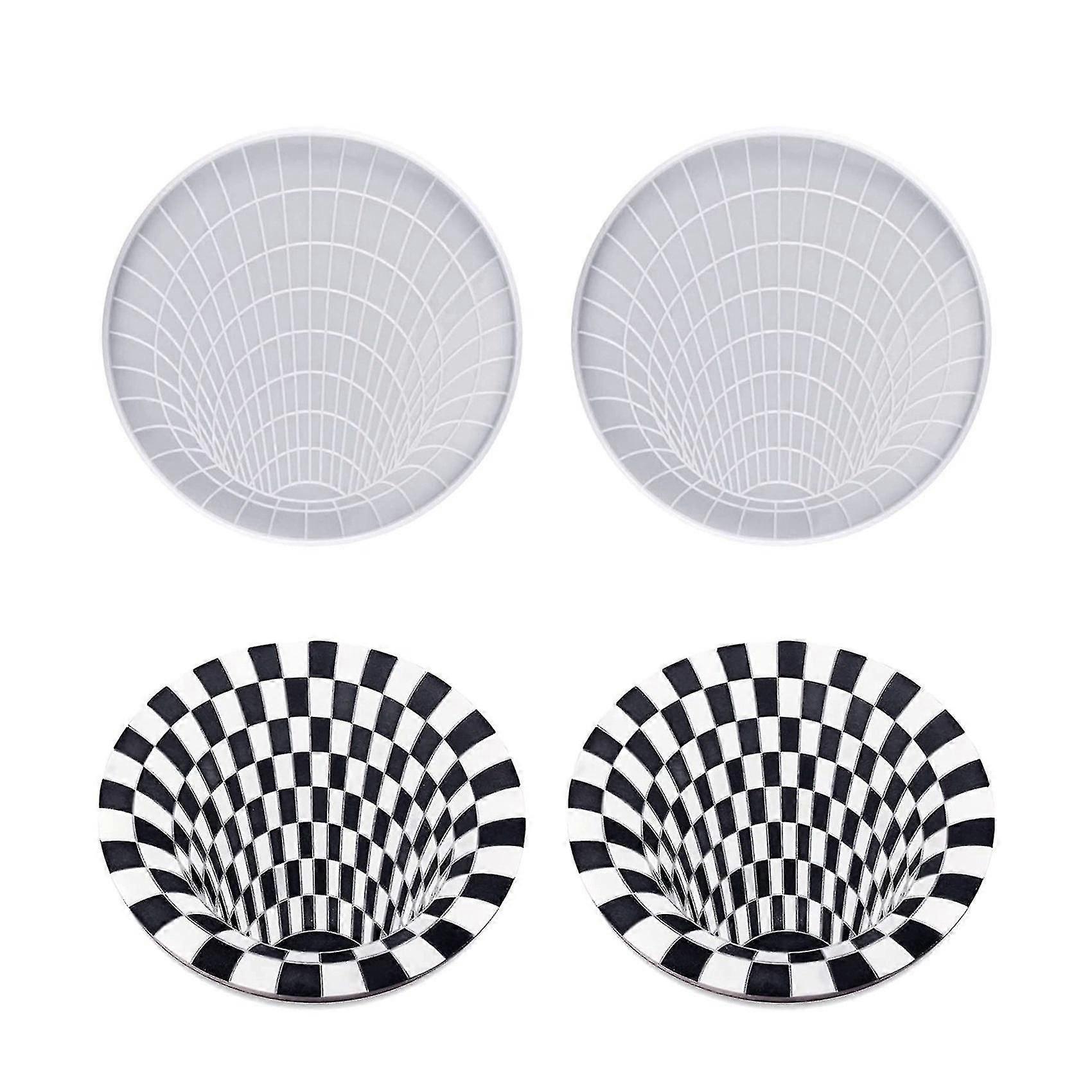 2pcs 3d Vision Spiral Trap Crystal Coaster Silicone Mold,cups Mats