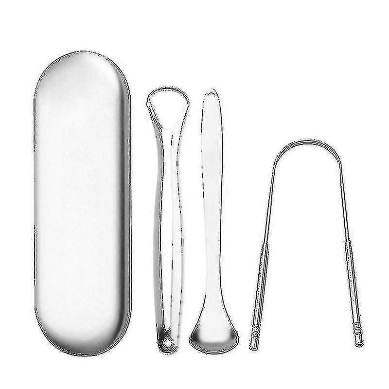 舌スクレーパークリーナー - 健康的な口腔ケアと大人の子供のための旅行ハンディケース付き3パックステンレススチールタングスクレーパー、使いやすい