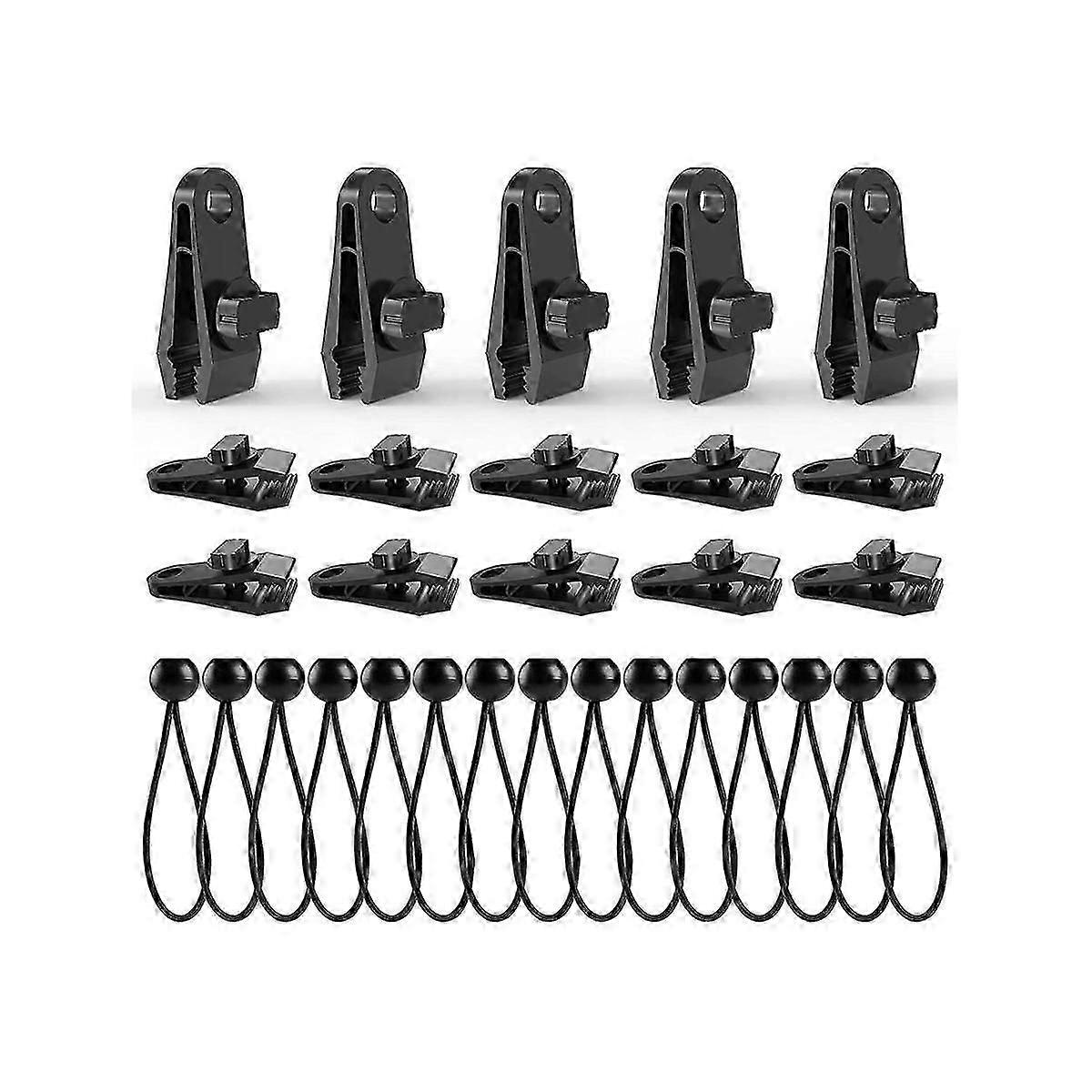 Clipes de Lona com Bolas de Bungee 30 PCS, Grampos de Lona Punho de Trava Pesado compatível com Lona, Cobertura de Piscina, RV Aw