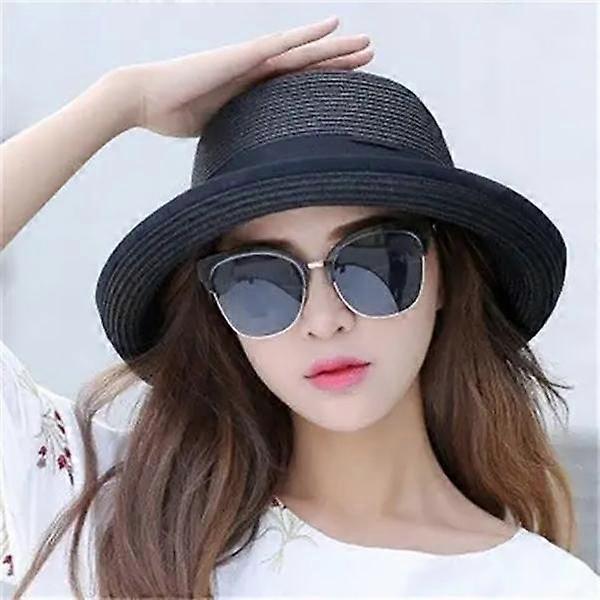 Women's Solid Color Bow Sun Hat with UV Protection