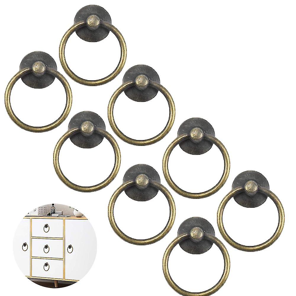 8pcs Vintage Cabinet Ring Knobs Round Antique Drawer Pulls Handle