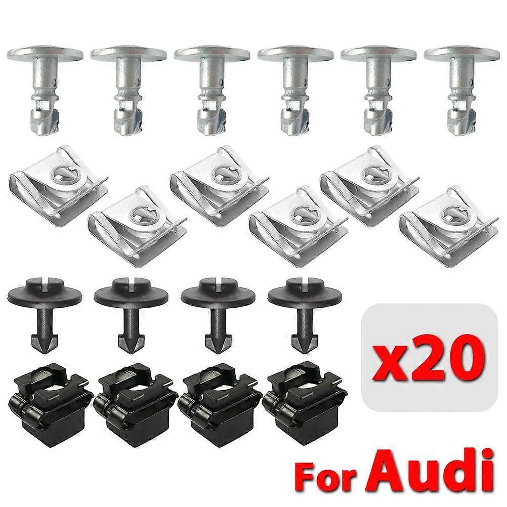 20PC Engine Under Gearbox Cover Clips Undertray Shield Body Splash Guard Fastener Screw For A3 A4 B5 B6 B7 A6 A8 TT Mk1 Car