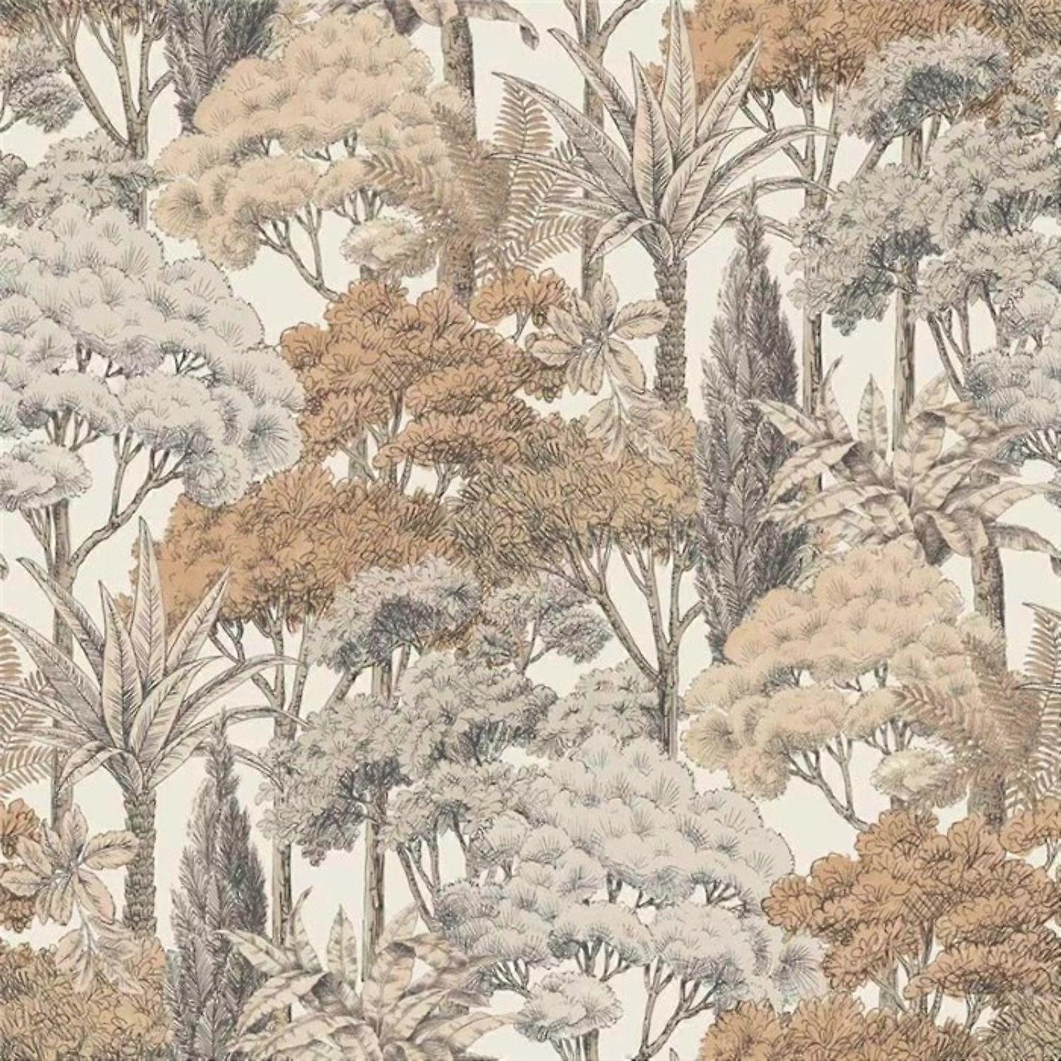 Grandeco Karuna Brown Trees Wallpaper
