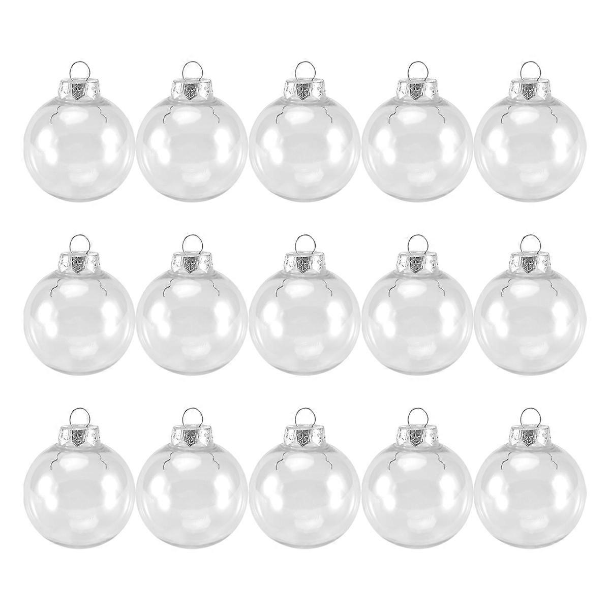 15 PCS Round Clear Christmas Balls Fillable DIY Christmas Tree Balls Made of Plastic Christmas Balls Tree Decorations