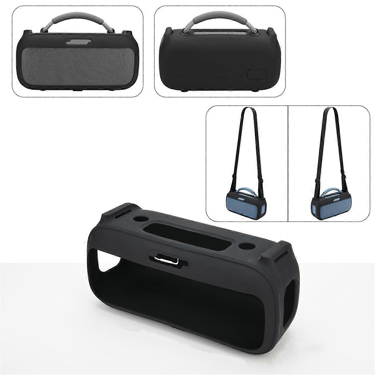Silicone Case for SoundLink Max Speaker, Travel Carrying Case Protective Cover with Shoulder Strap Black