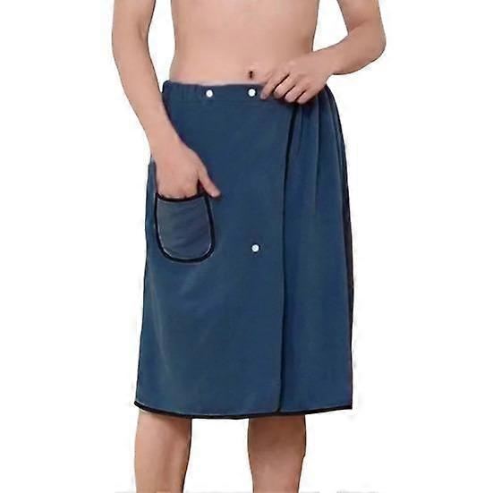 Men Bath Skirt Towel with Pocket Coral Fleece Quick Absorbent Adjustable Waist Button Closure Towel Wrap Sauna Towels Men Wrap Robe for Gym Spa Beach