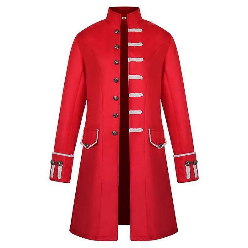 Men's Overcoat Medieval Costume Solid Color Fashion Steampunk Vintage Men's Uniforms Carnival Fancy Dress Stage Costume Coat