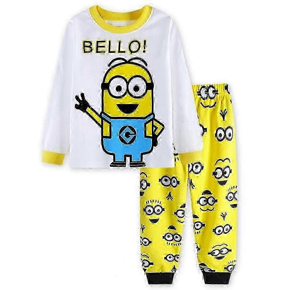 Barn Pojkar Dumma Me Minions Pyjamas Långärmad T-shirt Byxa Byxor Nattkläder Nattkläder Pyjamas Set 4-8 år -NMAOV [HS]