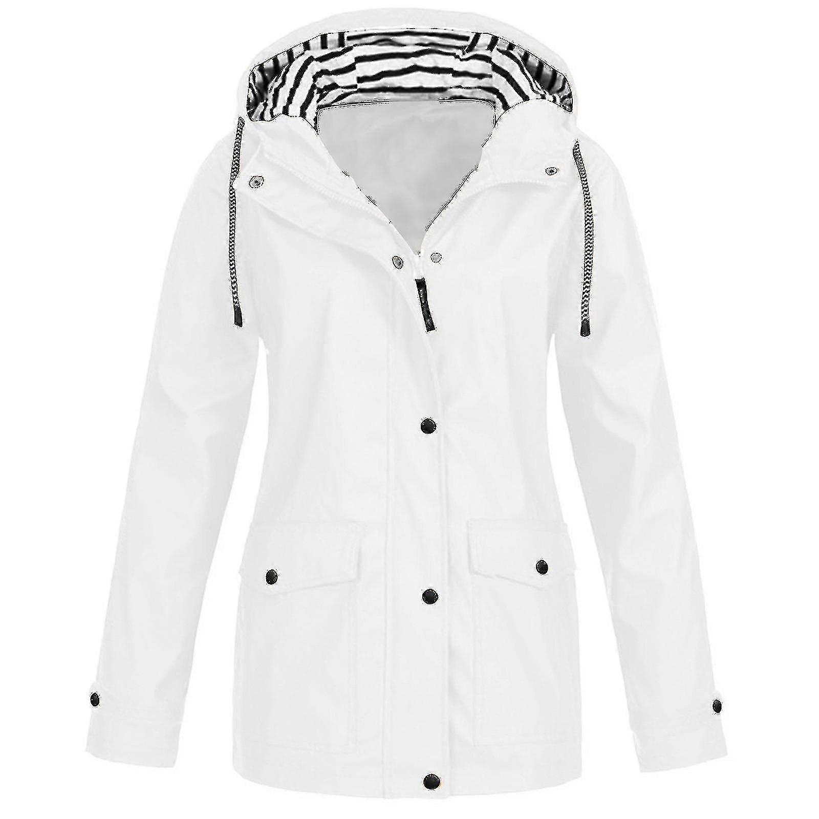 Femmes Solid Rain Jacket Outdoor Plus Size Imperméable à capuche Imperméable Imperméable Coupe-vent