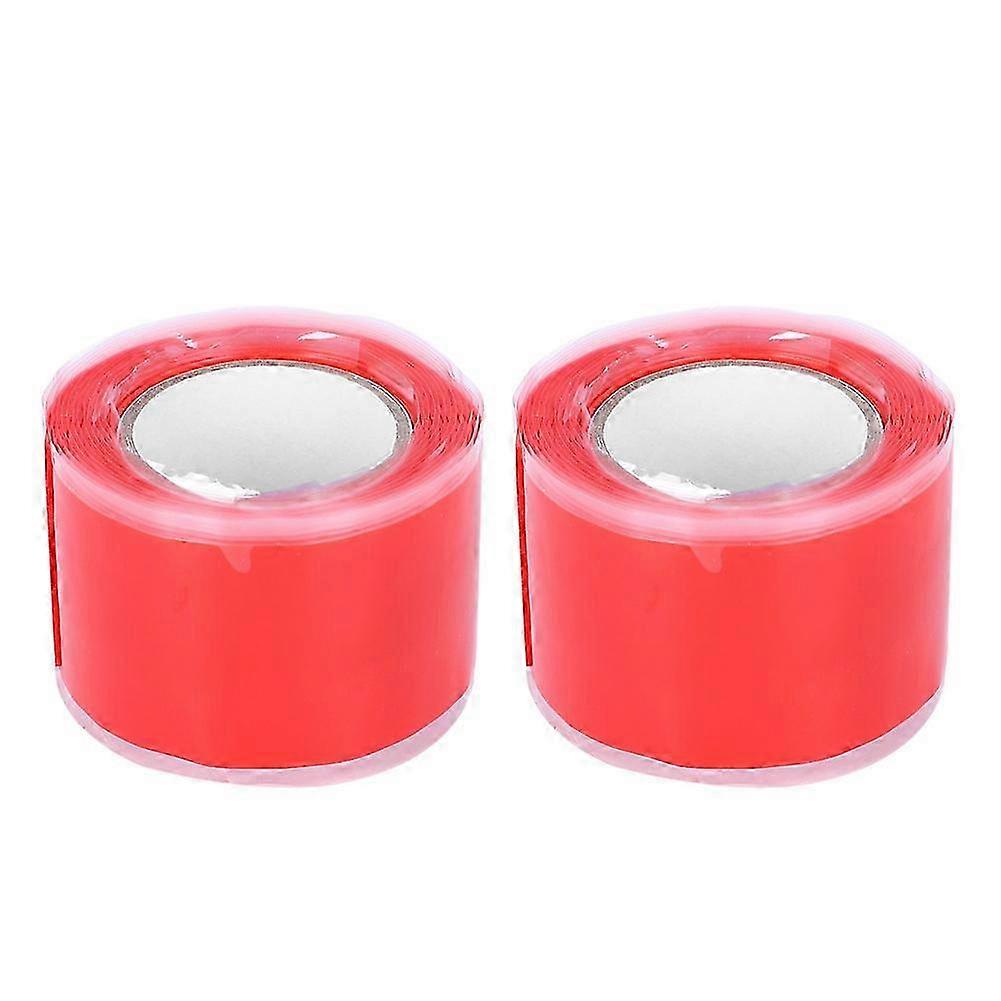 2 יחידות 0.5 מ"מ x 25 מ"מ x1.5 מ' אדום עמיד בטמפרטורה גבוהה מעכב בעירה סיליקון סרט דבק עצמי
