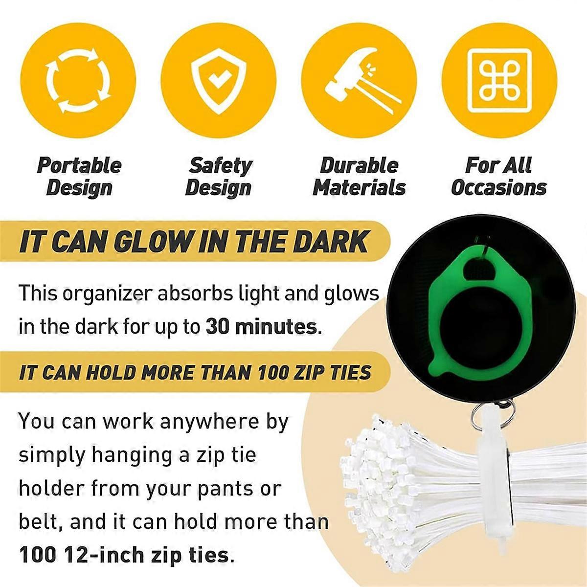 Zip Tie Organizer Cable Tie Organizer Holder Glow in the Dark Strong Efficient Solution