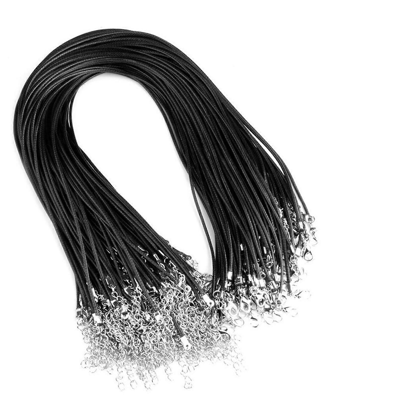 100pcs Pelli Collana Cavo con Metallo Aragosta Chiusure per Collane Pendente Bracciale Stringa Corda FAI DA TE Gioielli Making Argento 2.0mm