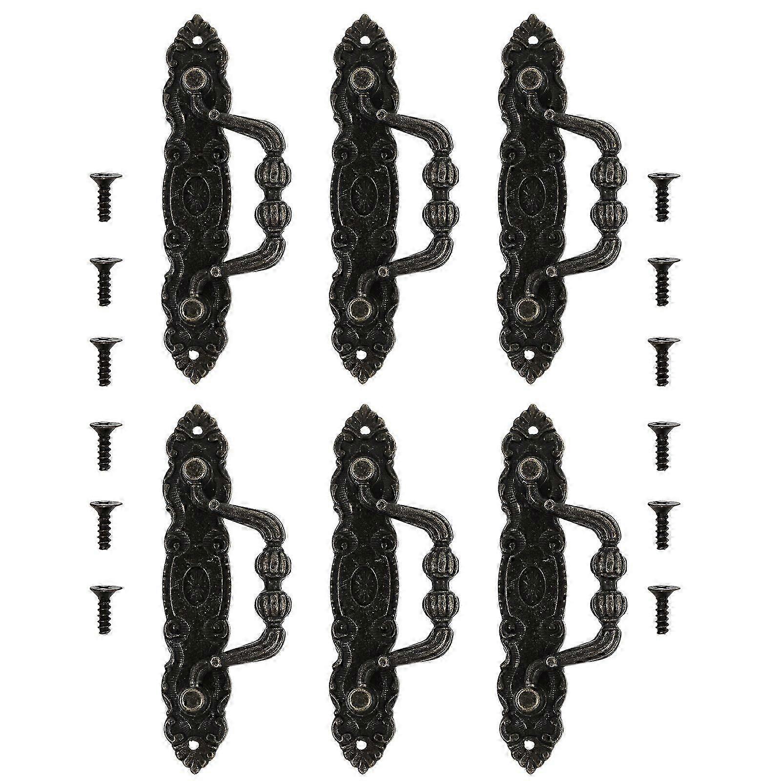 6Pcs Drawer Pulls Vintage Style Handles Zinc Alloy Cabinet Handles Pulls