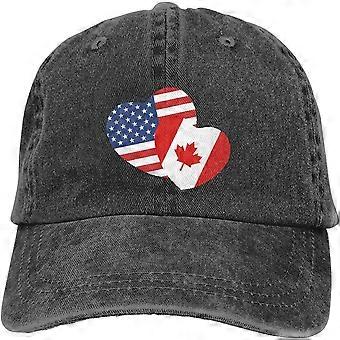 Amerikanska Kanada Flagga Kärlek Hjärta Kärlek Hjärta Casquette Hatt Pappa Trucker Platt Bill Baseball Keps för Män Kvinnor Vintage Justerbar Stil 1973