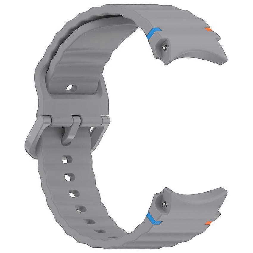 Watch Strap for Samsung Galaxy Watch 7 Silicone Watch Band Wave Pattern Line Colorful Buckle (Space Gray)
