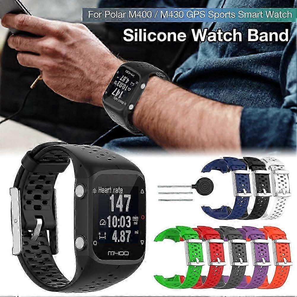 Pulseira de substituição de silicone pulseira compatível para Polar M400 M430 com ferramenta