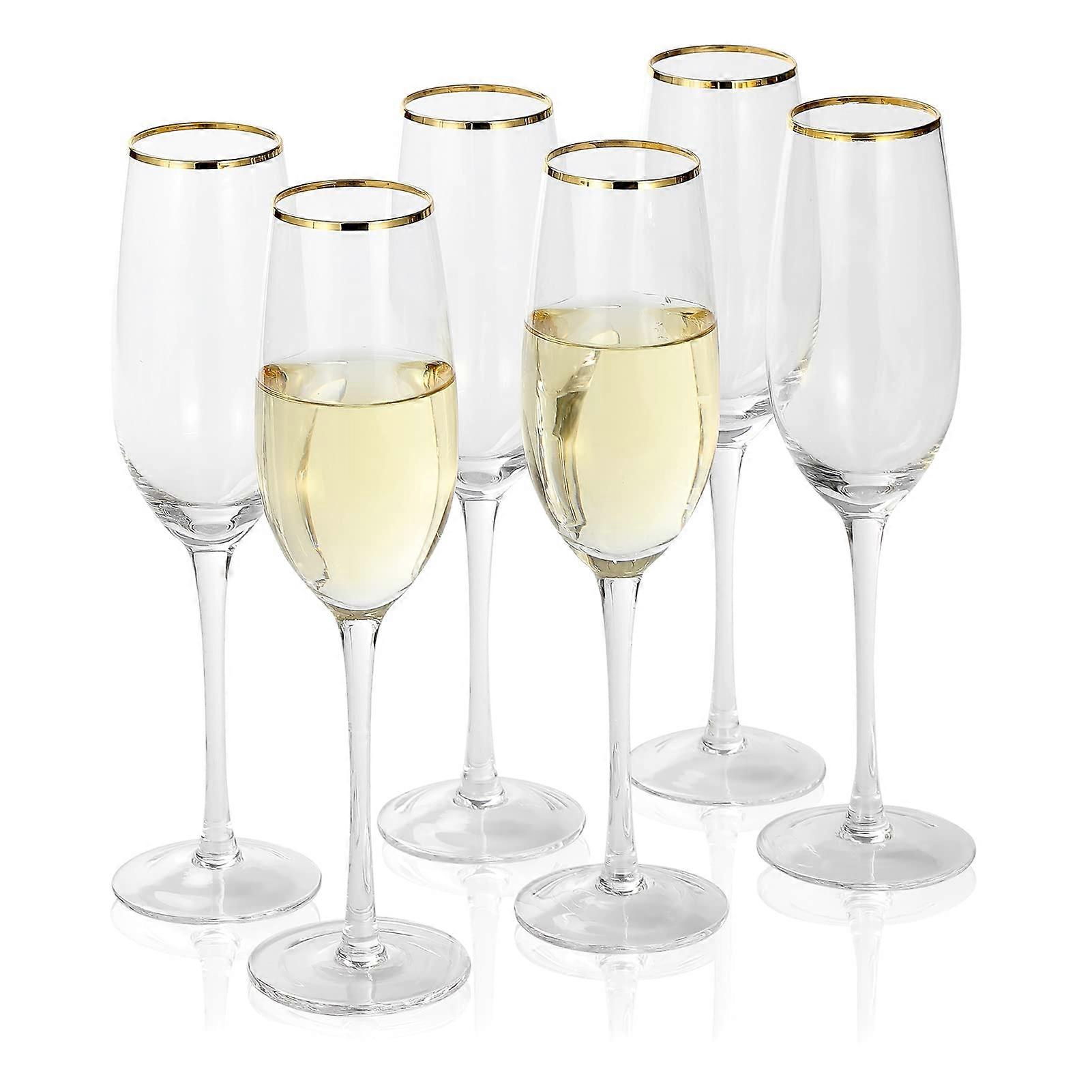 6 Set Crystal Square Flutes for Wedding 8 oz