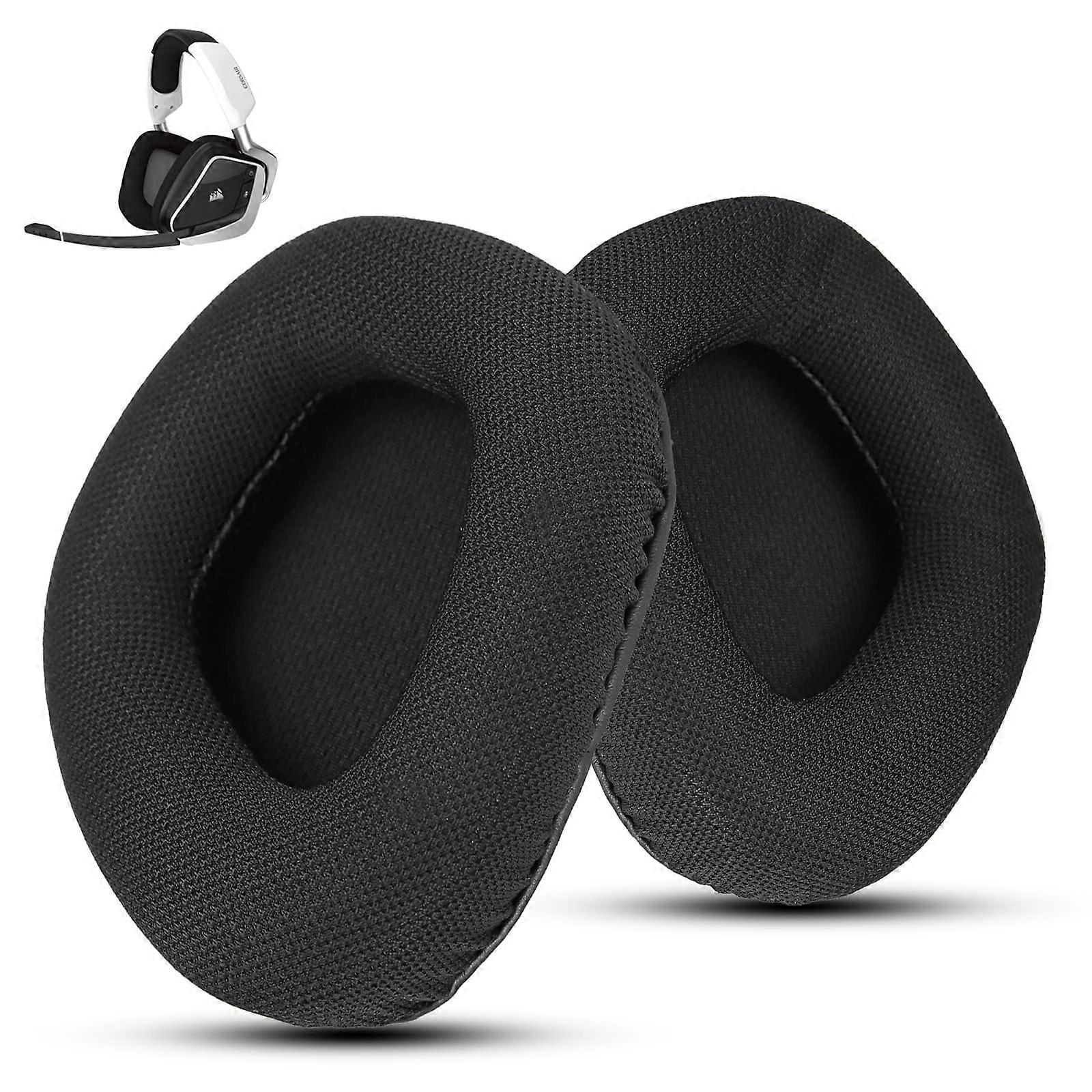 Replacement Ear Pads For Corsair Void Pro (Wireless/Wired) And Void Elite PC Soft Mesh Cloth And Memory Foam