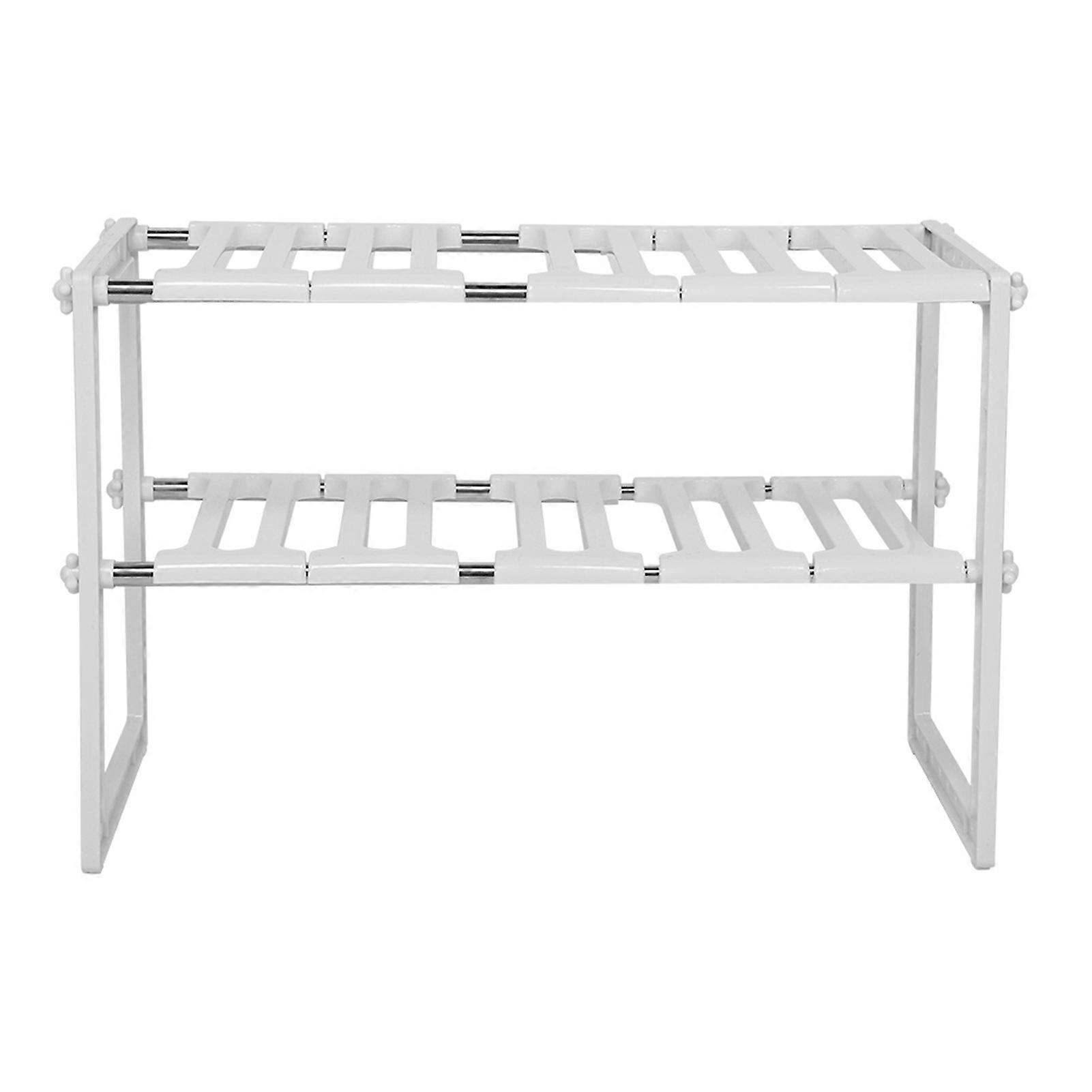 Multi-Functional 2-Layer Retractable Storage Shelf 70x26x38 cm White