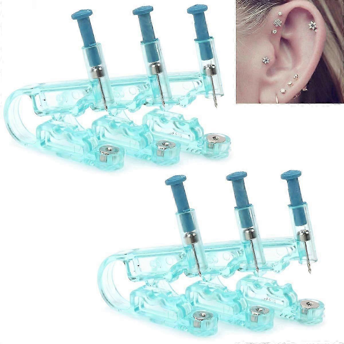 Ear Piercing Gun, 6pcs disposable Safety Ear Piercing Gun Unit Tool with Asepsis Pierce Kit Blue for Piercing kit Piercing Supplies