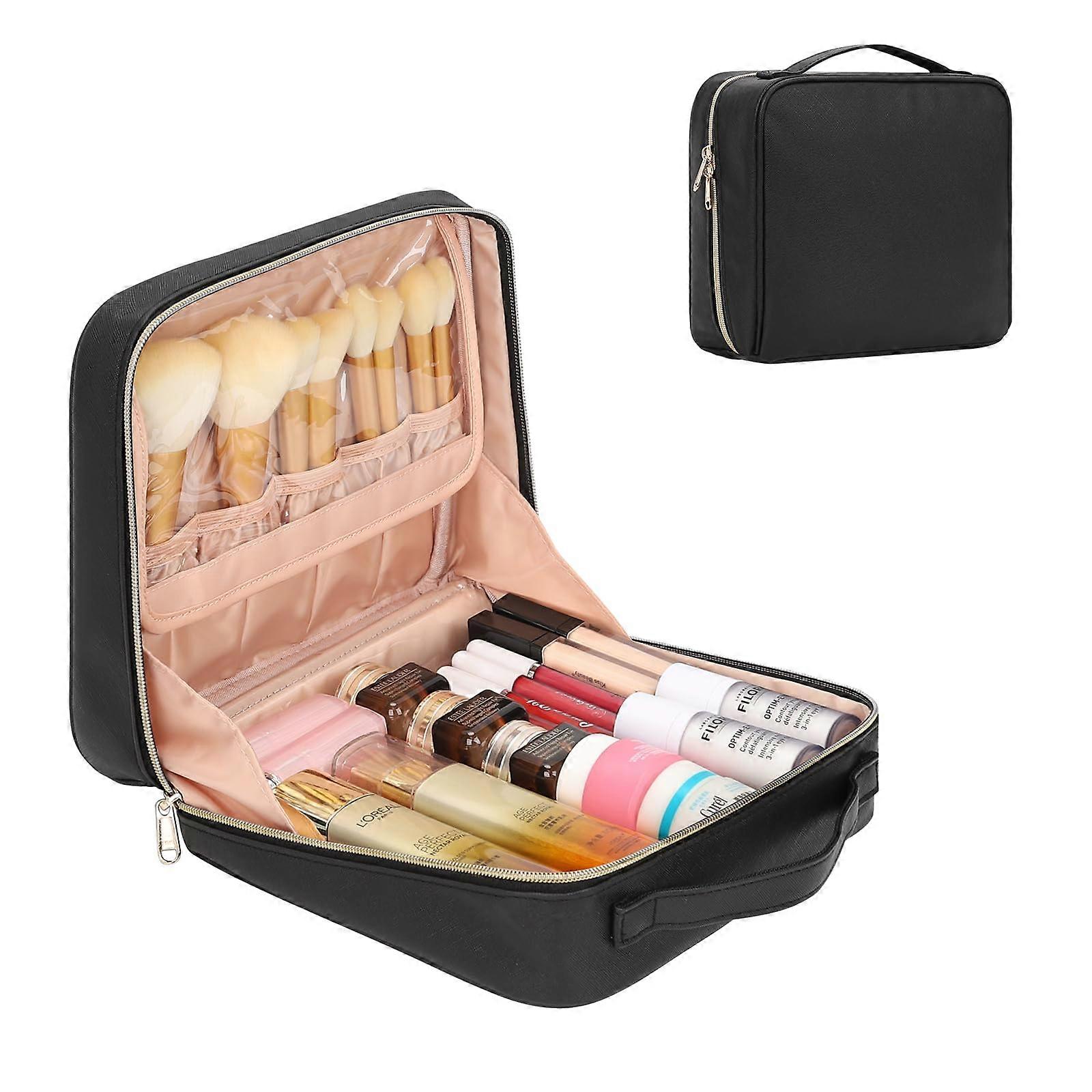 Travel Makeup Bag - Cosmetic Organizer Case with 90° Wide Opening for Easy Access, Durable Material, Portable Design