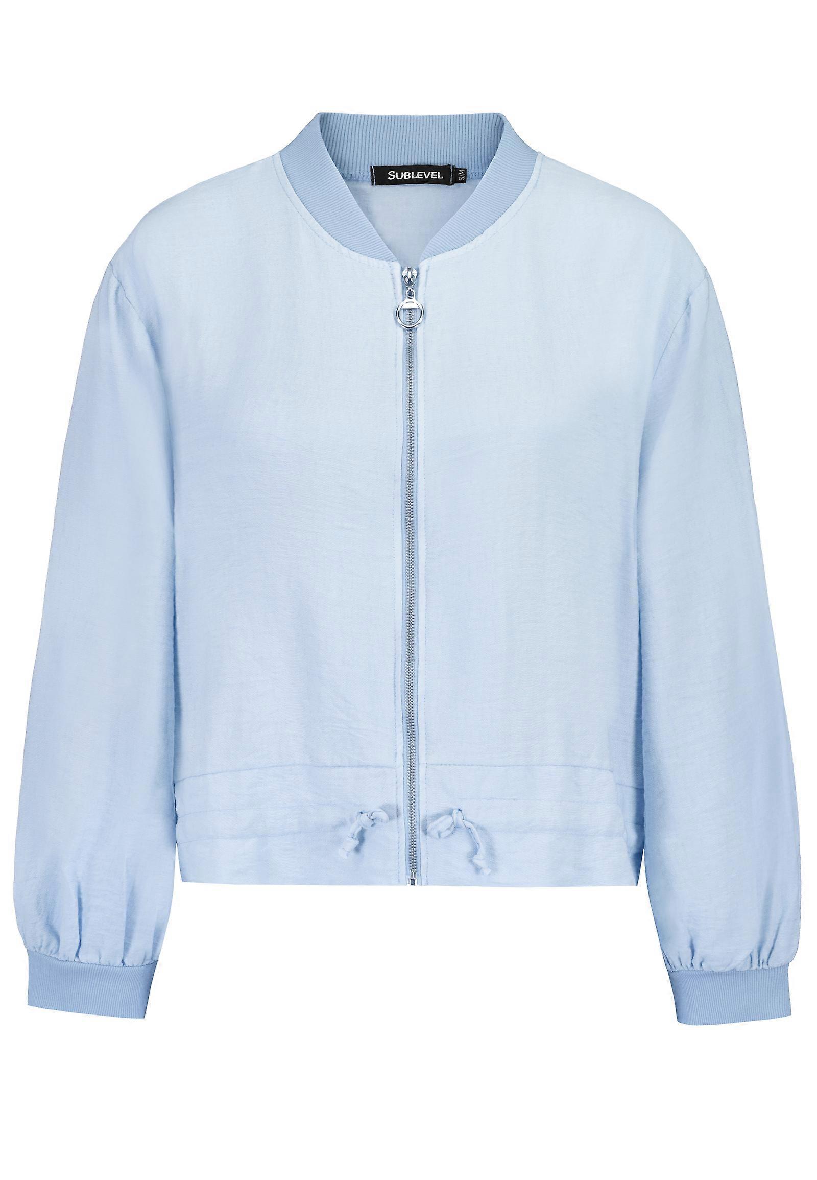Sublevel Women's Zip Bomber Jacket with Ribbed Cuffs Transition Jacket