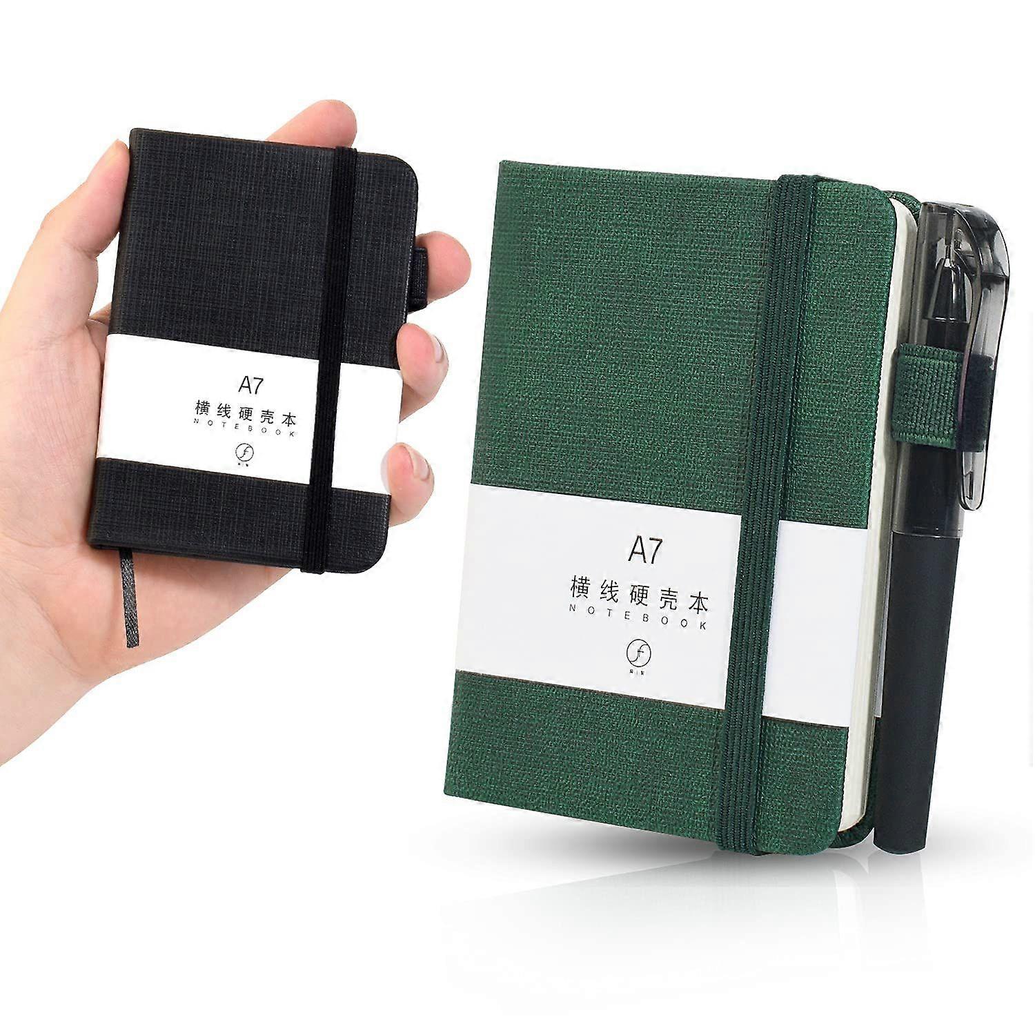 2 Pack A7 Size Lined Journal Notebook - Pocket-Size PU Hard Cover Notepad