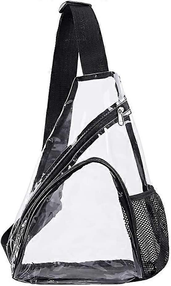 クリアスリングバッグPVC防水クロスボディショルダーバックパック調節可能な胸のデイパック透明ブラック1pcs Xinxu